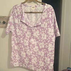 BiBi Lavender and White Floral Blouse